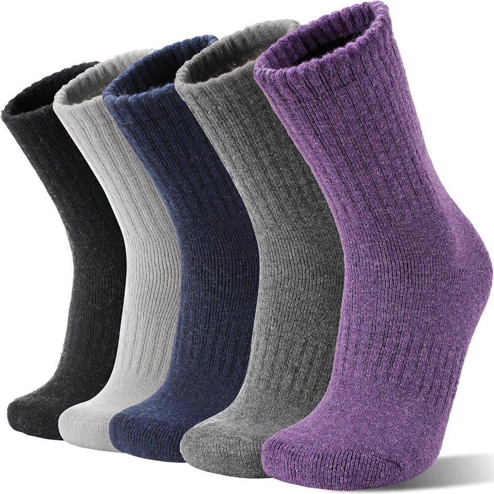 Cozy Merino Wool Hiking Socks 5 Pack for Women